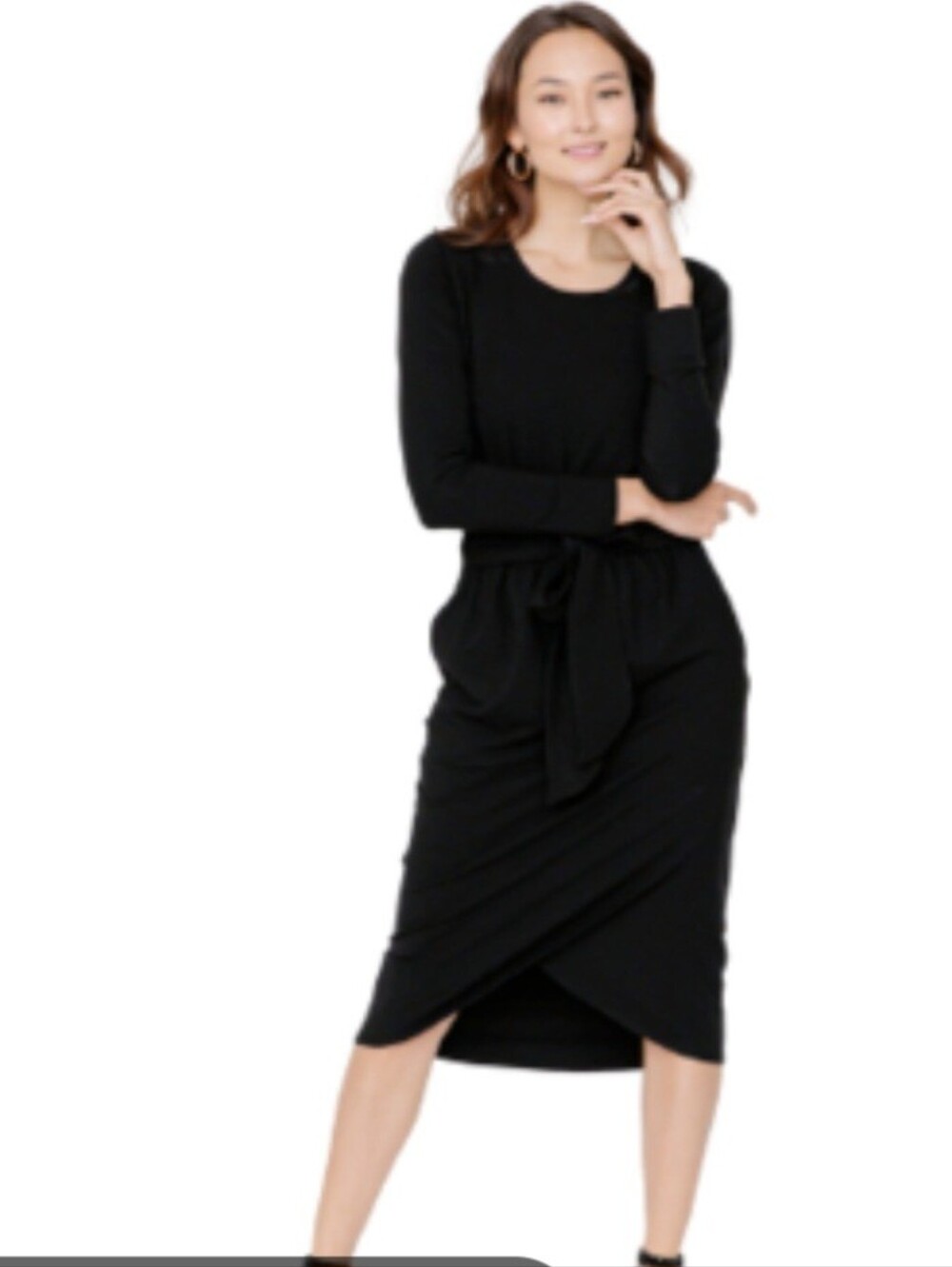 Smash + Tess Black Long Sleeve Wrap Dress - Size M